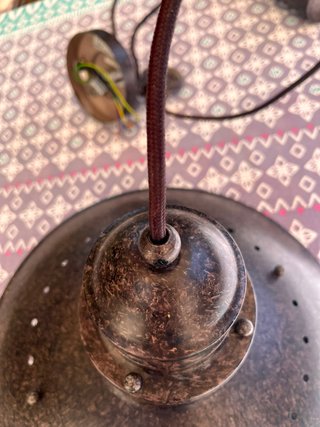 Lámpara Techo Vintage Metal Vidrio Marrón