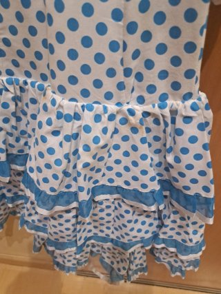 Vestido Flamenca/Sevillana Lunares Azul talla 2