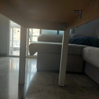 Mesa de centro cristal y madera blanca