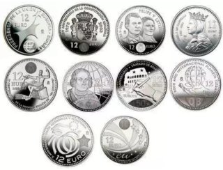 Lote 10 monedas 12€ Plata