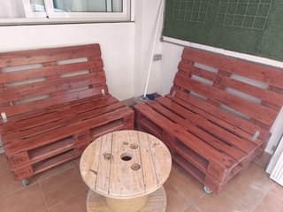 Conjunto Chill Out Terraza Palets Beige