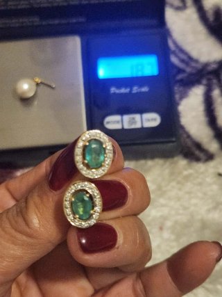 Pendientes Oro 18k Diamantes Esmeralda Perla