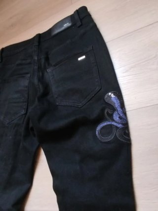 Amiri Jeans Negros con Serpiente