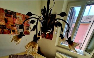 Lampadario Bronzo Murano Vintage Vetro e Metallo