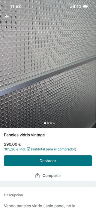 Paneles de vidrio templado  pague 320,  negociable
