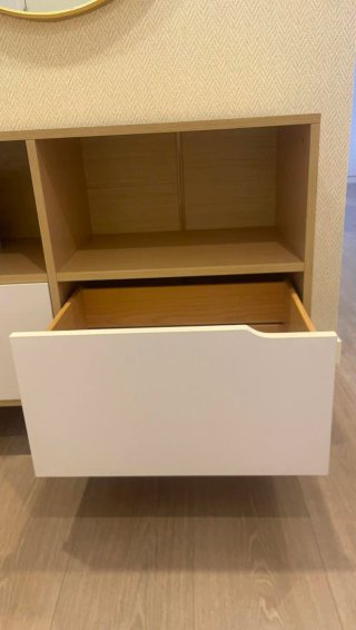 Recibidor consola madera y blanco