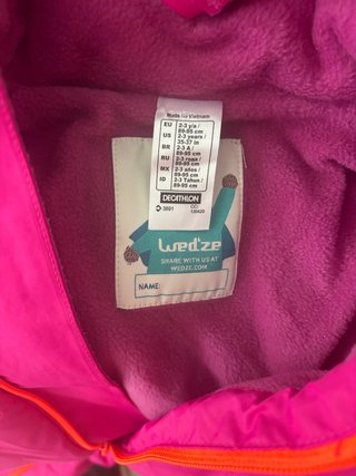 Traje de esquí fucsia Decathlon talla 23