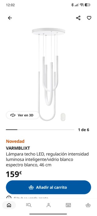 Lámpara Techo LED Varmblixt Ikea.