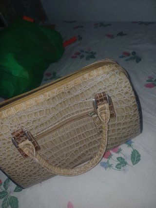 Bolso mujer beige y marrón efecto piel
