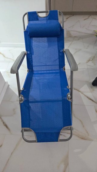 Tumbona plegable multiposición azul