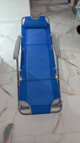 Tumbona plegable multiposición azul