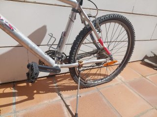 Bicicleta de montaña plateada