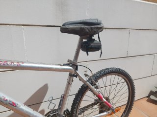 Bicicleta de montaña plateada