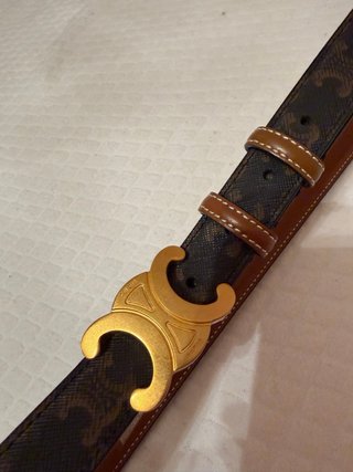 Cintura Celine Logo Oro Marrone