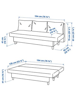 Divano letto Ikea grigio in tessuto Knisa