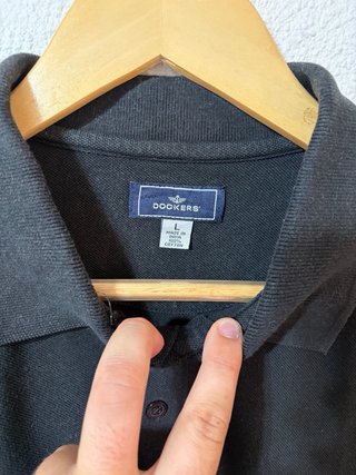 Polo Dockers Negro 100% Algodón Manga Corta