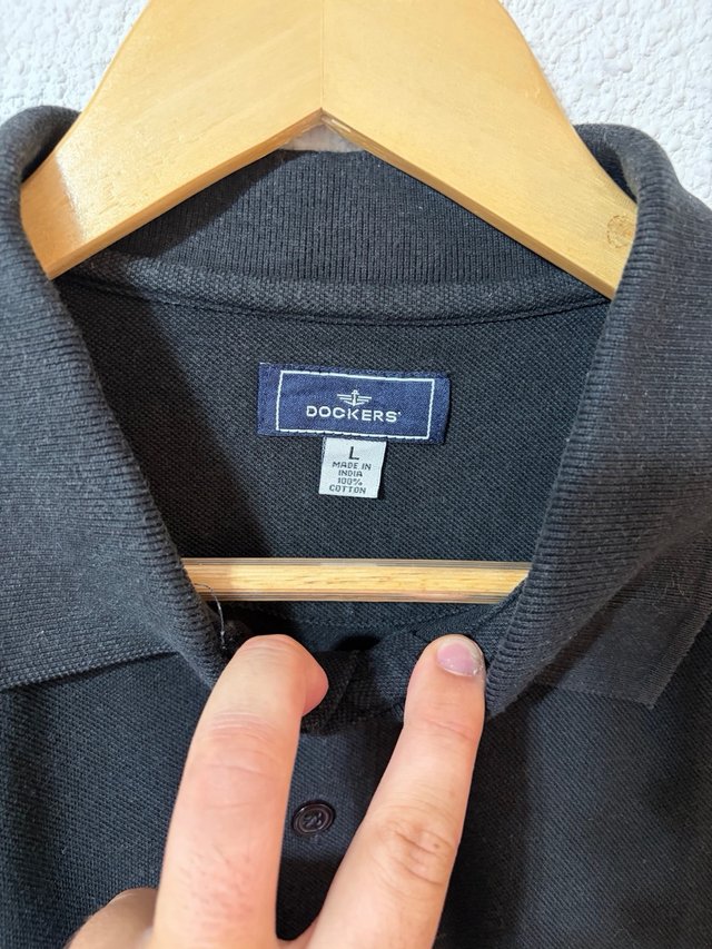 Polo Dockers Negro 100% Algodón Manga Corta