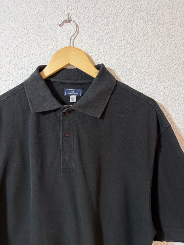 Polo Dockers Negro 100% Algodón Manga Corta