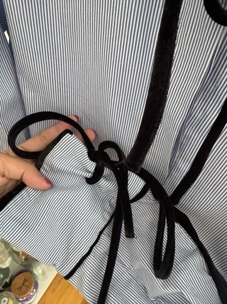 Camisa Zara Rayas Azules con Lazo
