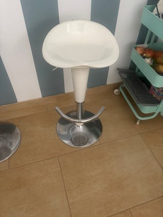 2 Taburetes Cocina Altos Blancos