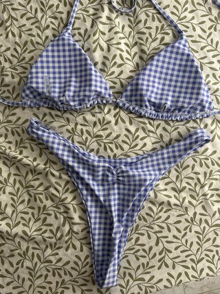 Bikini Tanga Vichy Azul Talla L
