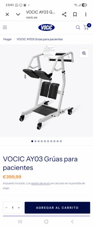 Elevador grúa paciente VOCIC AY03 + cinturón.