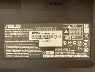 Monitor ASUS VW222S Nero