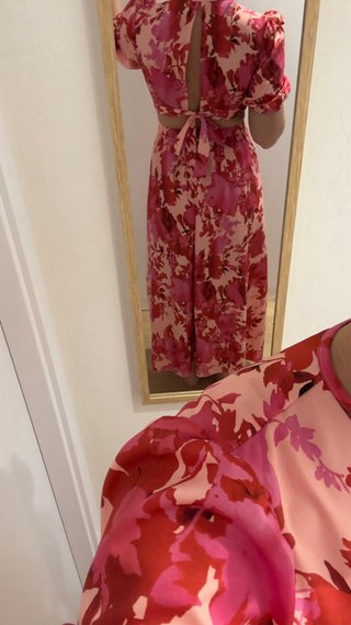 Vestido largo floral rosa y rojo Talla S