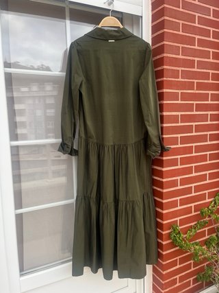 Vestido verde caqui largo