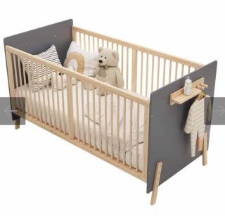 Cuna de bebé madera y gris