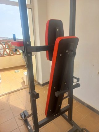 Estación de dominadas y banco abdominales
