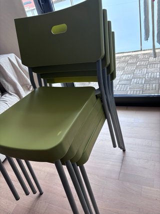 Sillas verdes pistacho Ikea Herman (4 unidades)