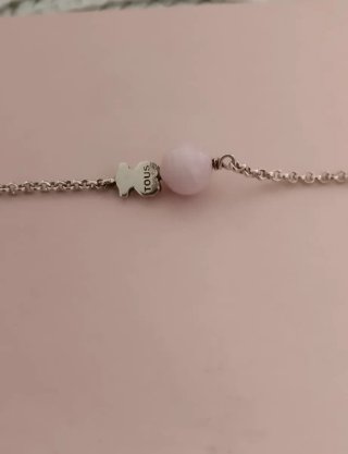 Pulsera Tous Plata Oso y Perla Rosa Original