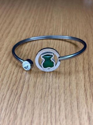 Pulsera acero Tous Oso Verde y Circonita