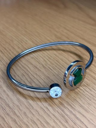 Pulsera acero Tous Oso Verde y Circonita