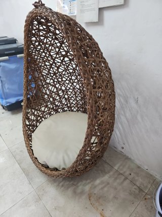 Sillón Huevo Colgante Mimbre Beige