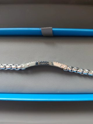 Bracciale Aragonesi uomo acciaio con pietre nere