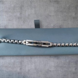 Bracciale Aragonesi uomo acciaio con pietre nere