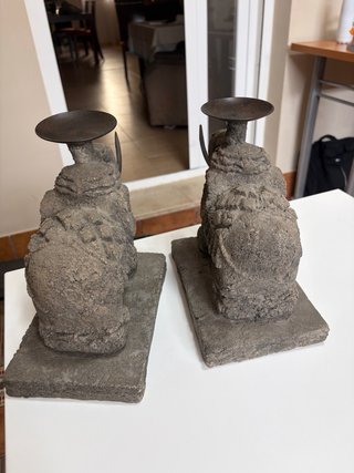 Pareja Portavelas Elefante Piedra