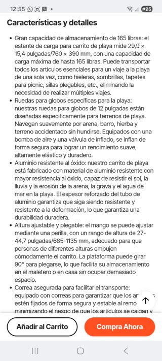 Carro de Playa VEVOR Ruedas Sólidas PE