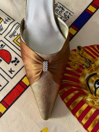 Zapatos de fiesta dorados y plateados