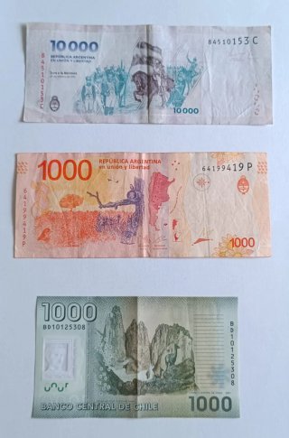 Billetes República Dominicana, Chile y Argentina