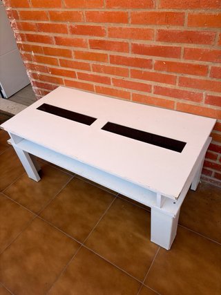 Mesa centro elevable blanca