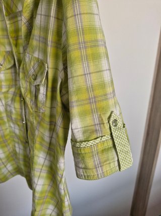 Camisa manga corta cuadros verde y blanco