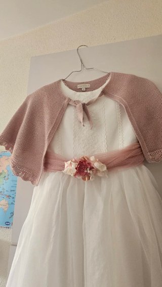 Vestido de comunión niña blanco y rosa de Coconut.