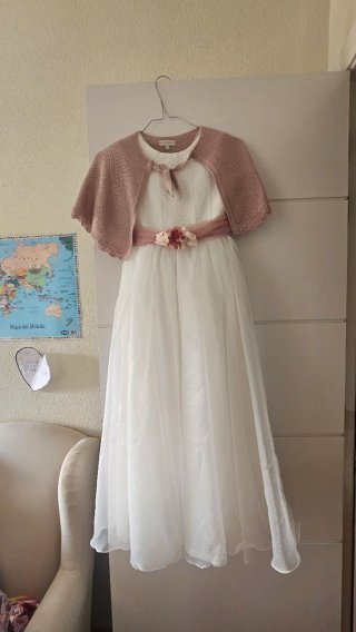 Vestido de comunión niña blanco y rosa de Coconut.