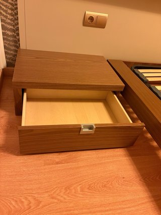Conjunto cabecero cama beige y marrón