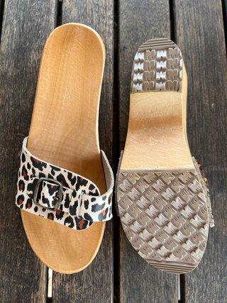 Sandalias de madera animal print 35-36-37