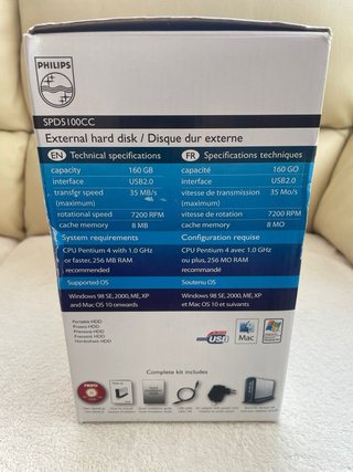 Disco duro externo Philips de 160 GB