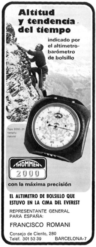 ALTIMETRO BAROMETRICO THOMMEN EVEREST AÑO 1964